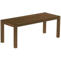 Esstisch 200x80 Rio Kanto Nussbaum massiver Pinien Holztisch - vorgerichtet für Ansteckplatten - Tisch ausziehbar