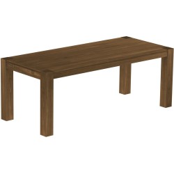 Esstisch 208x90 Rio Kanto Nussbaum massiver Pinien Holztisch - vorgerichtet für Ansteckplatten - Tisch ausziehbar