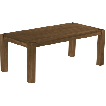 Esstisch 200x100 Rio Kanto Nussbaum massiver Pinien Holztisch - vorgerichtet für Ansteckplatten - Tisch ausziehbar
