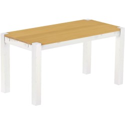 Esstisch 150x73 Rio Kanto Eiche hell Weiss massiver Pinien Holztisch - vorgerichtet für Ansteckplatten - Tisch ausziehbar