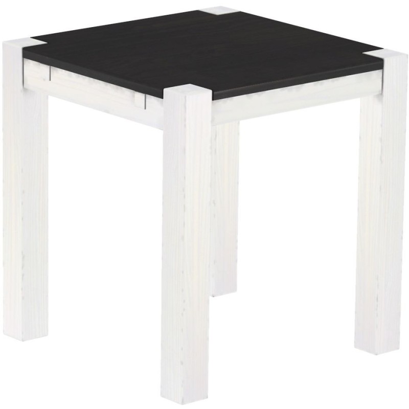 Esstisch 73x73 Rio Kanto Ebenholz Weiss massiver Pinien Holztisch - vorgerichtet für Ansteckplatten - Tisch ausziehbar