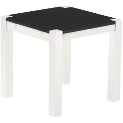 Esstisch 80x80 Rio Kanto Ebenholz Weiss massiver Pinien Holztisch - vorgerichtet für Ansteckplatten - Tisch ausziehbar