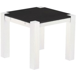 Esstisch 90x90 Rio Kanto Ebenholz Weiss massiver Pinien Holztisch - vorgerichtet für Ansteckplatten - Tisch ausziehbar