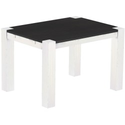 Esstisch 120x90 Rio Kanto Ebenholz Weiss massiver Pinien Holztisch - vorgerichtet für Ansteckplatten - Tisch ausziehbar
