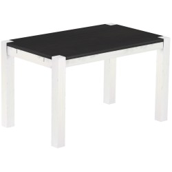 Esstisch 130x80 Rio Kanto Ebenholz Weiss massiver Pinien Holztisch - vorgerichtet für Ansteckplatten - Tisch ausziehbar