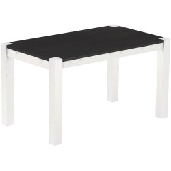 Esstisch 140x80 Rio Kanto Ebenholz Weiss massiver Pinien Holztisch - vorgerichtet für Ansteckplatten - Tisch ausziehbar