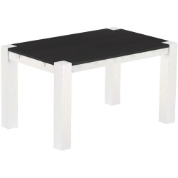Esstisch 140x90 Rio Kanto Ebenholz Weiss massiver Pinien Holztisch - vorgerichtet für Ansteckplatten - Tisch ausziehbar
