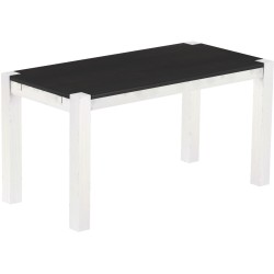 Esstisch 150x73 Rio Kanto Ebenholz Weiss massiver Pinien Holztisch - vorgerichtet für Ansteckplatten - Tisch ausziehbar