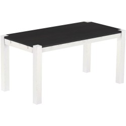Esstisch 160x80 Rio Kanto Ebenholz Weiss massiver Pinien Holztisch - vorgerichtet für Ansteckplatten - Tisch ausziehbar