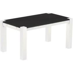 Esstisch 160x90 Rio Kanto Ebenholz Weiss massiver Pinien Holztisch - vorgerichtet für Ansteckplatten - Tisch ausziehbar