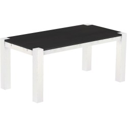 Esstisch 180x90 Rio Kanto Ebenholz Weiss massiver Pinien Holztisch - vorgerichtet für Ansteckplatten - Tisch ausziehbar