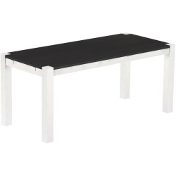 Esstisch 180x80 Rio Kanto Ebenholz Weiss massiver Pinien Holztisch - vorgerichtet für Ansteckplatten - Tisch ausziehbar