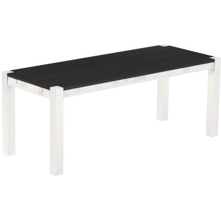 Esstisch 200x80 Rio Kanto Ebenholz Weiss massiver Pinien Holztisch - vorgerichtet für Ansteckplatten - Tisch ausziehbar