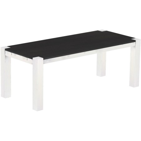 Esstisch 208x90 Rio Kanto Ebenholz Weiss massiver Pinien Holztisch - vorgerichtet für Ansteckplatten - Tisch ausziehbar