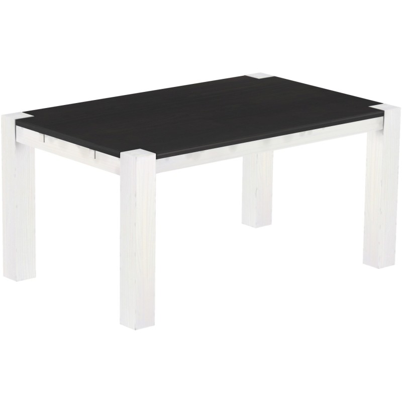Esstisch 160x100 Rio Kanto Ebenholz Weiss massiver Pinien Holztisch - vorgerichtet für Ansteckplatten - Tisch ausziehbar