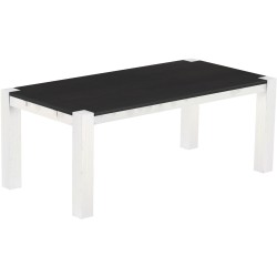 Esstisch 200x100 Rio Kanto Ebenholz Weiss massiver Pinien Holztisch - vorgerichtet für Ansteckplatten - Tisch ausziehbar
