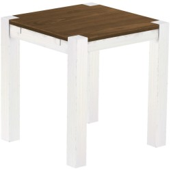 Esstisch 73x73 Rio Kanto Nussbaum Weiss massiver Pinien Holztisch - vorgerichtet für Ansteckplatten - Tisch ausziehbar