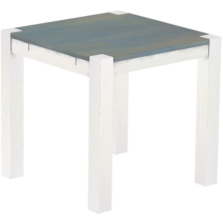 Esstisch 80x80 Rio Kanto Taubengrau Weiss massiver Pinien Holztisch - vorgerichtet für Ansteckplatten - Tisch ausziehbar