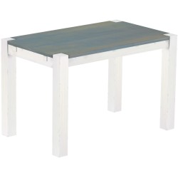 Esstisch 120x73 Rio Kanto Taubengrau Weiss massiver Pinien Holztisch - vorgerichtet für Ansteckplatten - Tisch ausziehbar