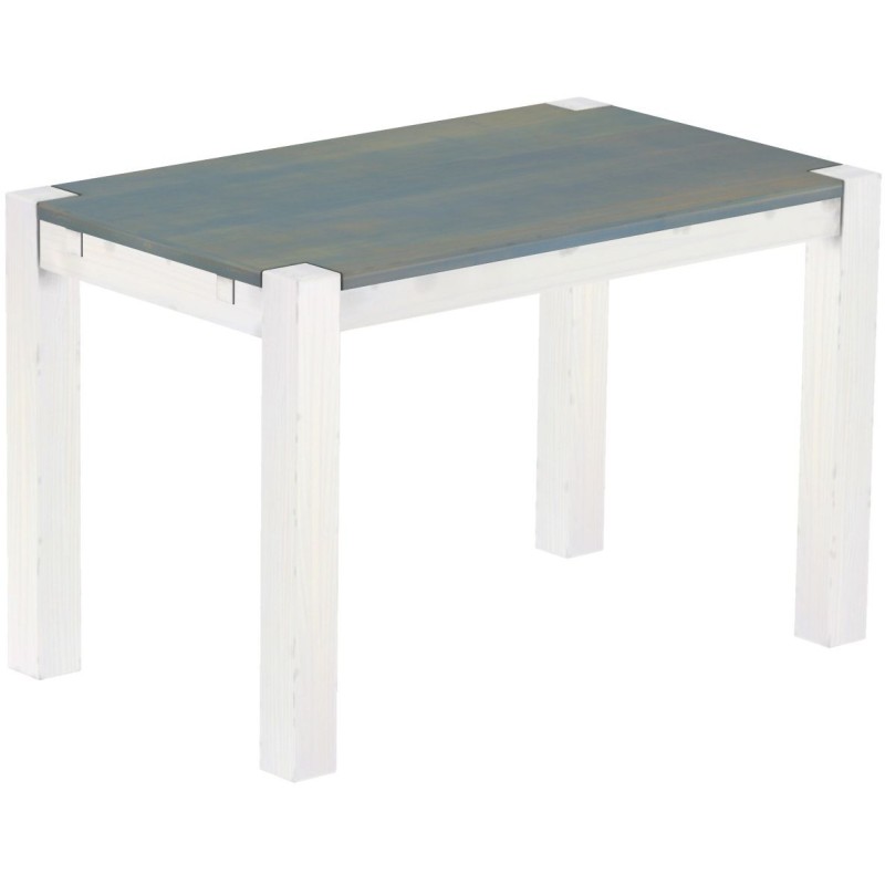 Esstisch 120x73 Rio Kanto Taubengrau Weiss massiver Pinien Holztisch - vorgerichtet für Ansteckplatten - Tisch ausziehbar