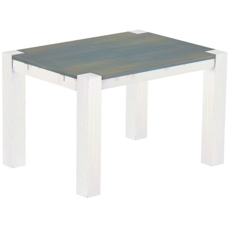 Esstisch 120x90 Rio Kanto Taubengrau Weiss massiver Pinien Holztisch - vorgerichtet für Ansteckplatten - Tisch ausziehbar