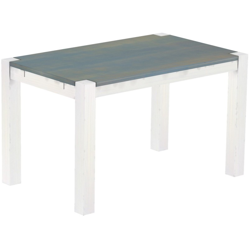 Esstisch 130x80 Rio Kanto Taubengrau Weiss massiver Pinien Holztisch - vorgerichtet für Ansteckplatten - Tisch ausziehbar