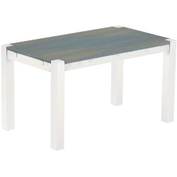 Esstisch 140x80 Rio Kanto Taubengrau Weiss massiver Pinien Holztisch - vorgerichtet für Ansteckplatten - Tisch ausziehbar
