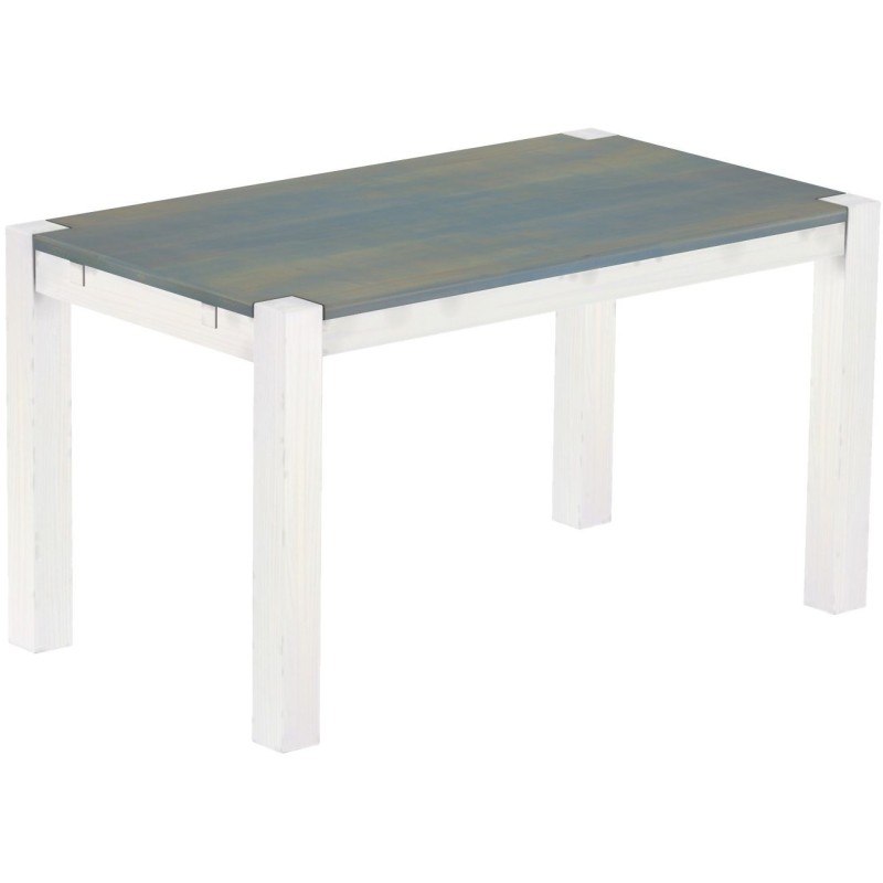 Esstisch 140x80 Rio Kanto Taubengrau Weiss massiver Pinien Holztisch - vorgerichtet für Ansteckplatten - Tisch ausziehbar