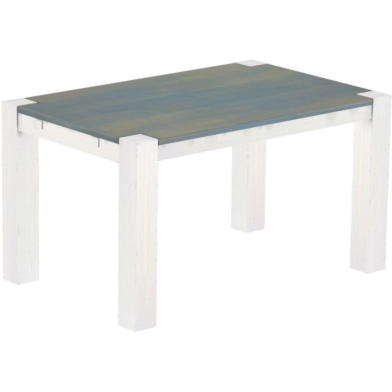 Esstisch 140x90 Rio Kanto Taubengrau Weiss massiver Pinien Holztisch - vorgerichtet für Ansteckplatten - Tisch ausziehbar