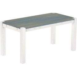 Esstisch 160x80 Rio Kanto Taubengrau Weiss massiver Pinien Holztisch - vorgerichtet für Ansteckplatten - Tisch ausziehbar