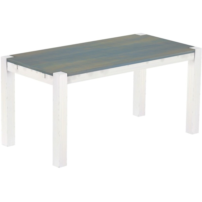 Esstisch 160x80 Rio Kanto Taubengrau Weiss massiver Pinien Holztisch - vorgerichtet für Ansteckplatten - Tisch ausziehbar