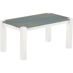 Esstisch 160x90 Rio Kanto Taubengrau Weiss massiver Pinien Holztisch - vorgerichtet für Ansteckplatten - Tisch ausziehbar