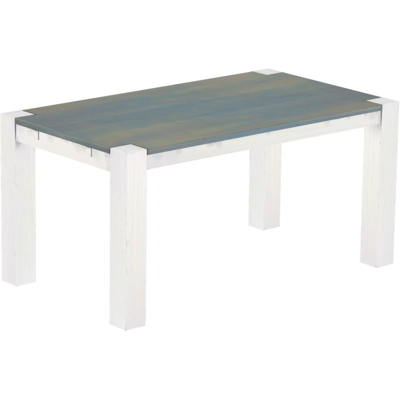 Esstisch 160x90 Rio Kanto Taubengrau Weiss massiver Pinien Holztisch - vorgerichtet für Ansteckplatten - Tisch ausziehbar