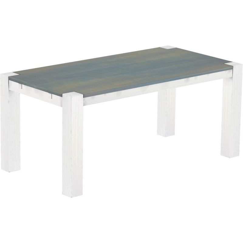 Esstisch 180x90 Rio Kanto Taubengrau Weiss massiver Pinien Holztisch - vorgerichtet für Ansteckplatten - Tisch ausziehbar