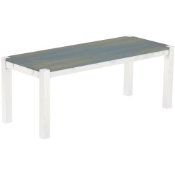 Esstisch 200x80 Rio Kanto Taubengrau Weiss massiver Pinien Holztisch - vorgerichtet für Ansteckplatten - Tisch ausziehbar