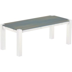 Esstisch 208x90 Rio Kanto Taubengrau Weiss massiver Pinien Holztisch - vorgerichtet für Ansteckplatten - Tisch ausziehbar
