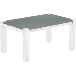 Esstisch 160x100 Rio Kanto Taubengrau Weiss massiver Pinien Holztisch - vorgerichtet für Ansteckplatten - Tisch ausziehbar