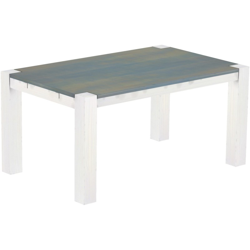 Esstisch 160x100 Rio Kanto Taubengrau Weiss massiver Pinien Holztisch - vorgerichtet für Ansteckplatten - Tisch ausziehbar