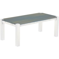 Esstisch 200x100 Rio Kanto Taubengrau Weiss massiver Pinien Holztisch - vorgerichtet für Ansteckplatten - Tisch ausziehbar