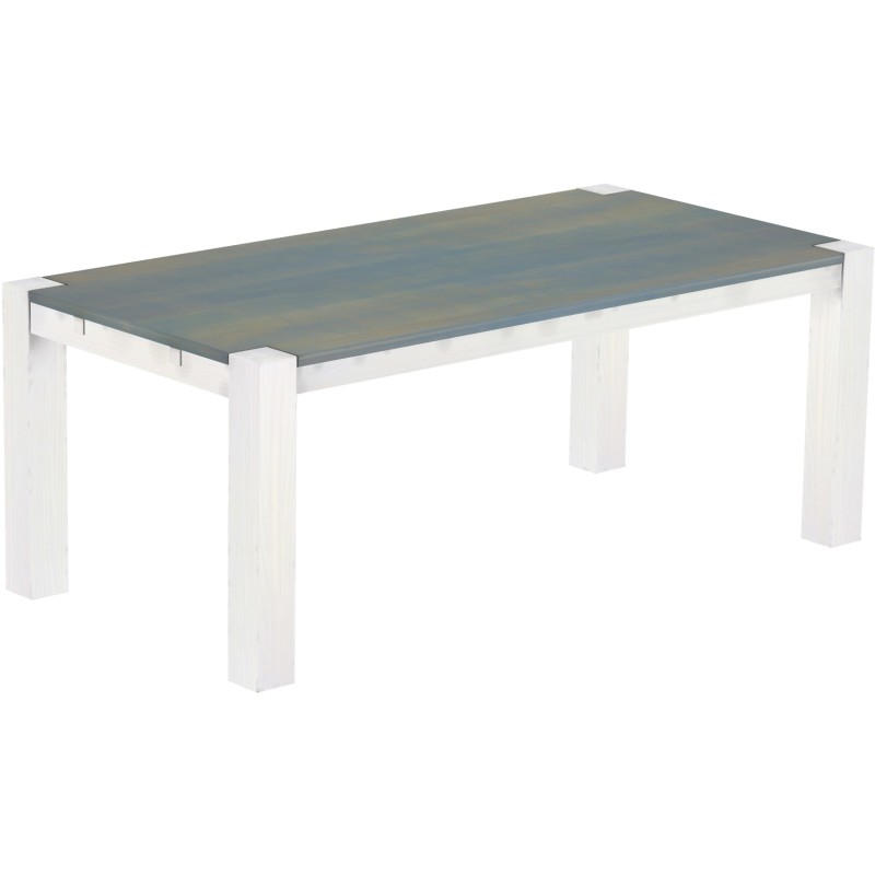 Esstisch 200x100 Rio Kanto Taubengrau Weiss massiver Pinien Holztisch - vorgerichtet für Ansteckplatten - Tisch ausziehbar