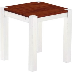 Esstisch 73x73 Rio Kanto Mahagoni Weiss massiver Pinien Holztisch - vorgerichtet für Ansteckplatten - Tisch ausziehbar