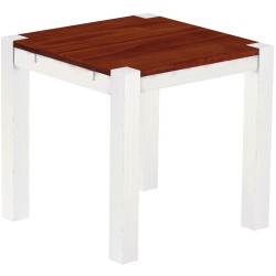 Esstisch 80x80 Rio Kanto Mahagoni Weiss massiver Pinien Holztisch - vorgerichtet für Ansteckplatten - Tisch ausziehbar