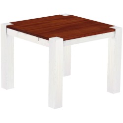 Esstisch 100x100 Rio Kanto Mahagoni Weiss massiver Pinien Holztisch - vorgerichtet für Ansteckplatten - Tisch ausziehbar
