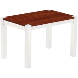 Esstisch 120x80 Rio Kanto Mahagoni Weiss massiver Pinien Holztisch - vorgerichtet für Ansteckplatten - Tisch ausziehbar