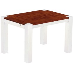 Esstisch 120x90 Rio Kanto Mahagoni Weiss massiver Pinien Holztisch - vorgerichtet für Ansteckplatten - Tisch ausziehbar