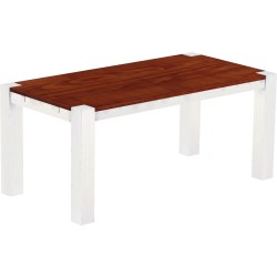 Esstisch 180x90 Rio Kanto Mahagoni Weiss massiver Pinien Holztisch - vorgerichtet für Ansteckplatten - Tisch ausziehbar