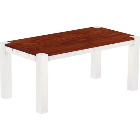 Esstisch 180x90 Rio Kanto Mahagoni Weiss massiver Pinien Holztisch - vorgerichtet für Ansteckplatten - Tisch ausziehbar