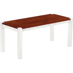 Esstisch 180x80 Rio Kanto Mahagoni Weiss massiver Pinien Holztisch - vorgerichtet für Ansteckplatten - Tisch ausziehbar