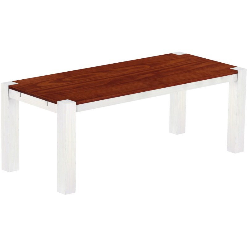 Esstisch 208x90 Rio Kanto Mahagoni Weiss massiver Pinien Holztisch - vorgerichtet für Ansteckplatten - Tisch ausziehbar