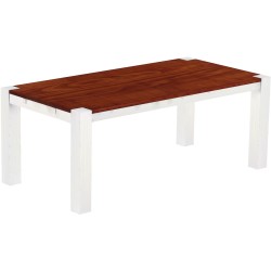 Esstisch 200x100 Rio Kanto Mahagoni Weiss massiver Pinien Holztisch - vorgerichtet für Ansteckplatten - Tisch ausziehbar
